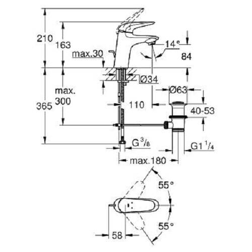 Смеситель для раковины Grohe Eurostyle New 23707ls3, фото 2