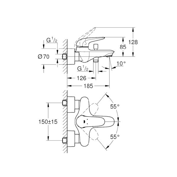 Змішувач для ванни Grohe Eurostyle New 23726003, фото 2