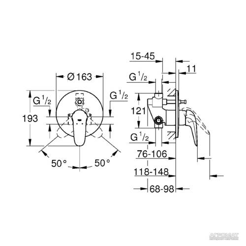 Смеситель скрытого монтажа для душа Grohe Eurostyle New 23730003, фото 2