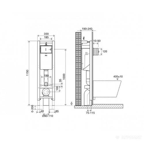 Инсталляция для унитаза OLI Quadra Plus 722019, фото 2