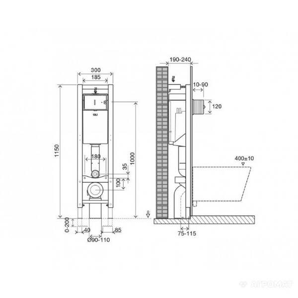 Инсталляция для унитаза OLI Quadra Plus 722019, фото 2