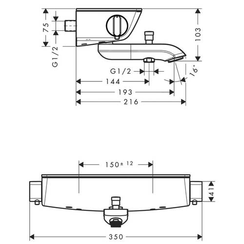 Смеситель для ванны Hansgrohe Ecostat 13141000 с термостатом, фото 2