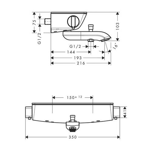 Змішувач для ванни Hansgrohe Ecostat 13141400 з термостатом, фото 2