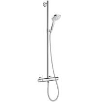 Змішувач для душу термостатичний Hansgrohe Croma Select E 27248400  з душовим набором і штангою, хром/білий, фото №1