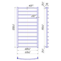 Рушникосушарка водяна Mario Класік 1200х630/600 1200х630 мм полірована нержавіюча сталь, фото №2