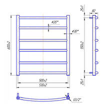 Рушникосушарка водяна Mario Класік 600х530/500 600х530 мм полірована нержавіюча сталь, фото №3