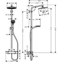 Душевая система Hansgrohe Crometta S 240 1jet EcoSmart 27268000 с термостатом, хром, фото №2