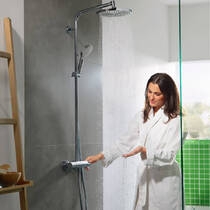 Душевая система Hansgrohe Crometta S 240 1jet EcoSmart 27268000 с термостатом, хром, фото №3