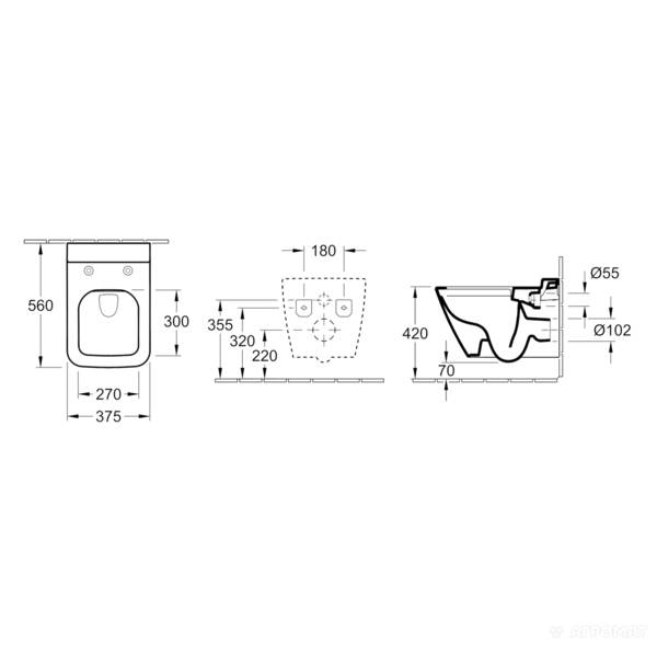 Унітаз підвісний Villeroy&Boch Finion 4664R0R1 безобідковий, фото 2