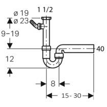 Сифон для раковины трубный Geberit 152.713.11.1 с угловым шланговым соединителем для подключения посудомойной или стиральной машины, фото №2