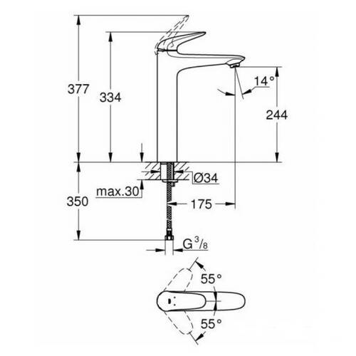 Смеситель для раковины Grohe Eurostyle Solid 23719lS3, фото 2