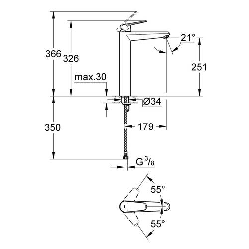 Смеситель для раковины Grohe Eurodisc Cosmopolitan 23432000, фото 2