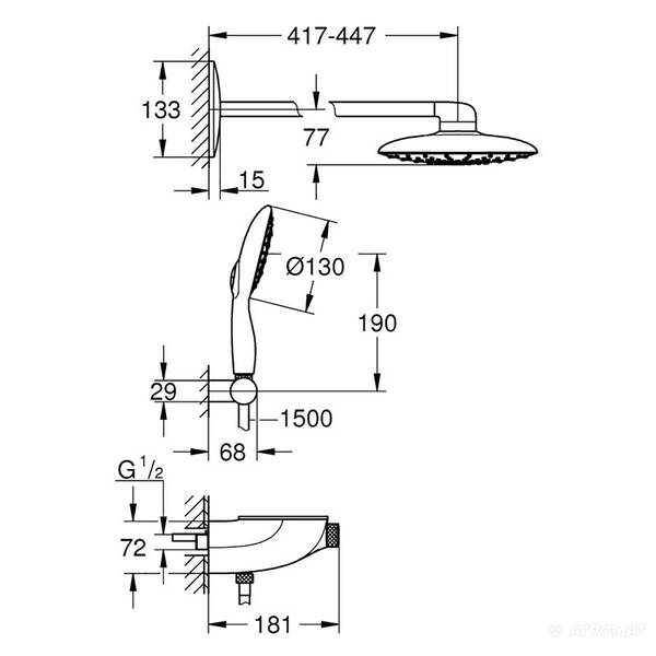Душова система Grohe Rainshower System 26446LS0 з термостатом, фото 2