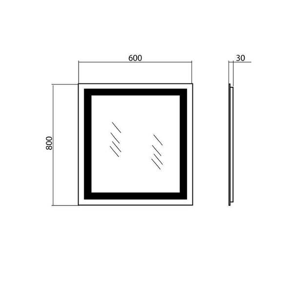 Дзеркало Аква Родос Альфа 19228 з LED підсвіткою 800х650 мм, фото 3