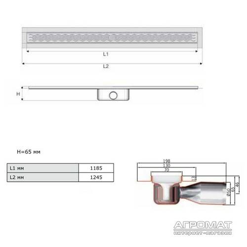 Душевой канал ACO ShowerDrain C-line 9010.88.27 (408727) 1185 мм, фото 2