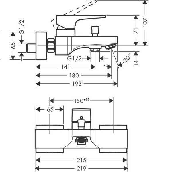 Змішувач для ванни Hansgrohe Metropol 32540000, фото 2