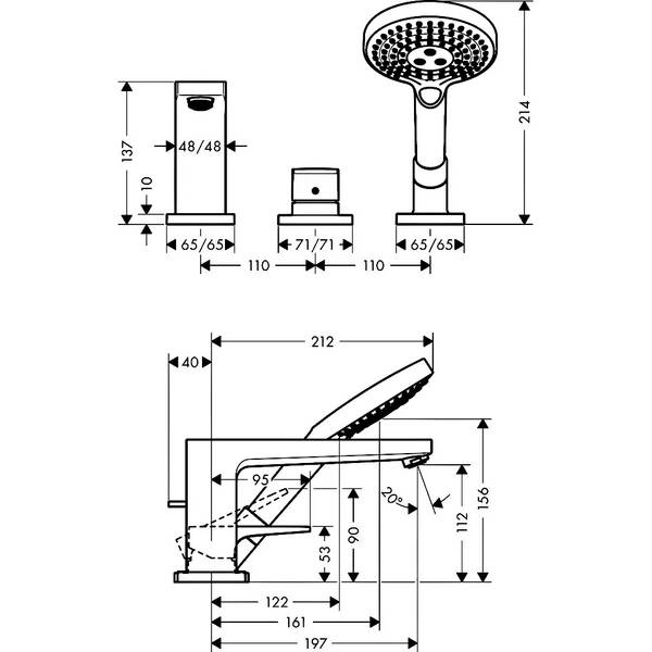 Змішувач для ванни Hansgrohe Metropol 32550000 хром, фото 2