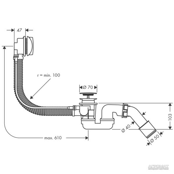 Сифон для ванни Hansgrohe Flexaplus 58143000, фото 2