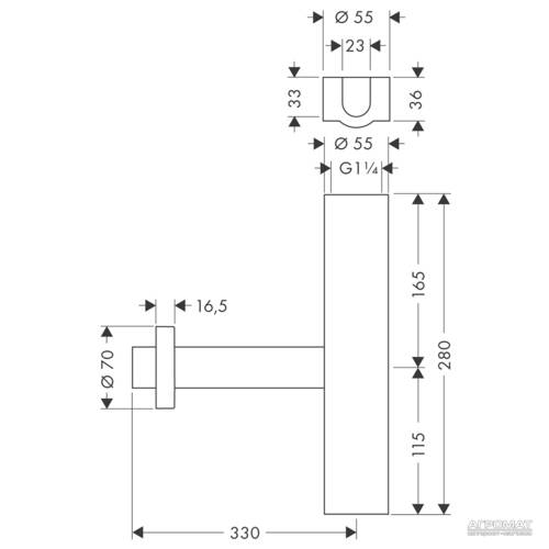 Сифон для раковини колбовий Hansgrohe Flowstar 52100000 під донний клапан хром, фото 2