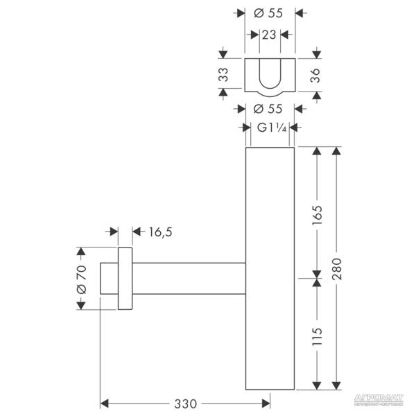 Сифон для раковини колбовий Hansgrohe Flowstar 52100000 під донний клапан хром, фото 2