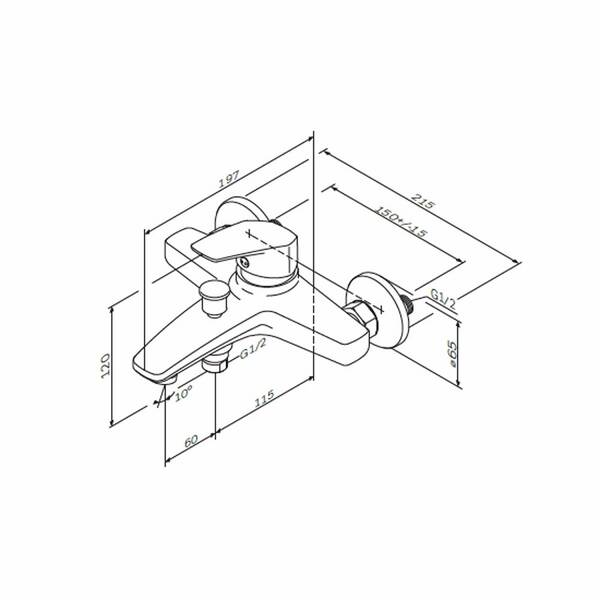 Смеситель для ванны AM.PM Gem F9010000, фото 2