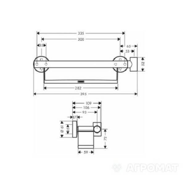 Поручень Hansgrohe Unica Comfort 26328400 з полицею хром, фото 4