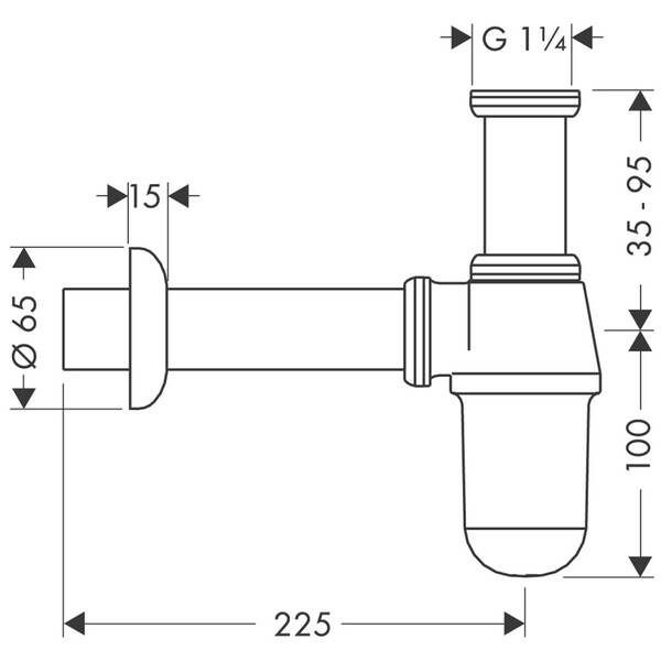 Сифон для раковини колбовий Hansgrohe 52053000 хром, фото 2