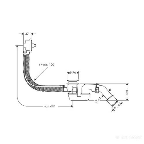 Сифон для ванны Hansgrohe Flexaplus 58140180, фото 2