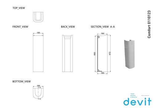 Пьедестал для раковины Devit Comfort New 0110123, фото 2