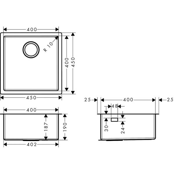 Мойка для кухни Hansgrohe S71 43425800 (S719-U400) сталь, фото 2