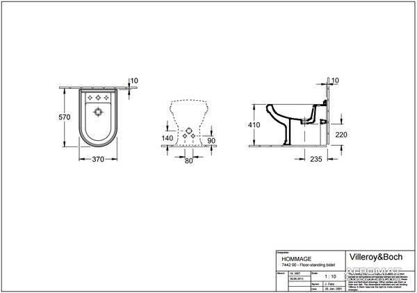 Біде підлогове Villeroy&Boch Hommage 744200R1 з покриттям CeramicPlus, фото 2