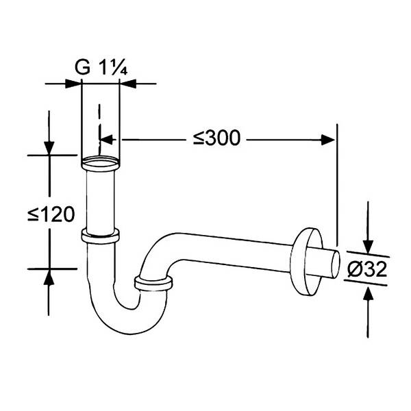 Сифон для раковины трубный Kludi 1026505-00 хром, фото 2