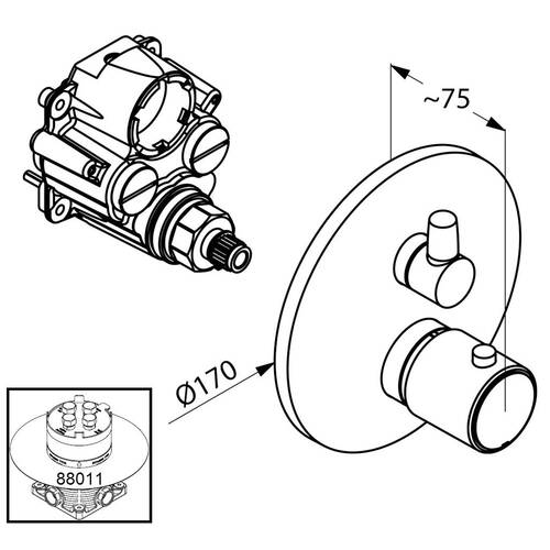 Смеситель скрытого монтажа для душа Kludi Zenta SL 388350545 с термостатом, хром, фото 2
