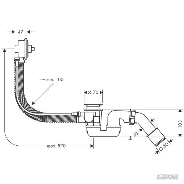 Сифон для ванни Hansgrohe Flexaplus 58141180, фото 2