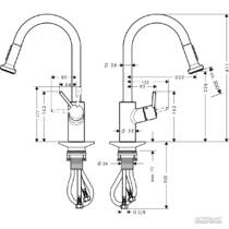 Смеситель для кухни Hansgrohe Talis S2 14877000 с выдвижным изливом, фото №2