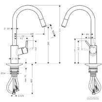 Смеситель для кухни Hansgrohe Talis S2 14872000 с выдвижным изливом, фото №2