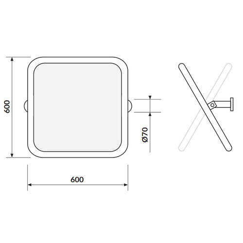 Зеркало откидное Cersanit Etiuda 60х60 см для людей с ограниченными физическими возможностями, фото 2