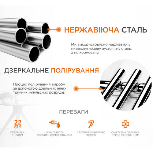 Рушникосушарка водяна Mario Класік 600х430/400 600х430 мм полірована нержавіюча сталь, фото 5