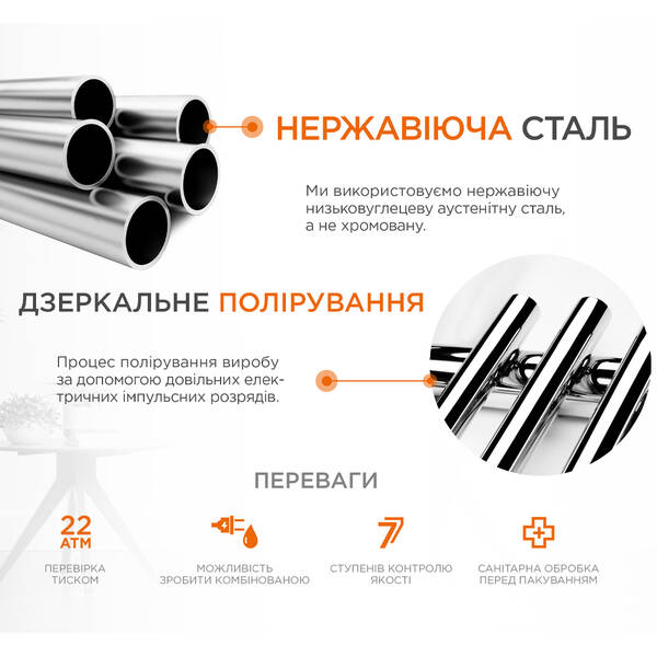 Рушникосушарка водяна Mario Класік 600х430/400 600х430 мм полірована нержавіюча сталь, фото 5