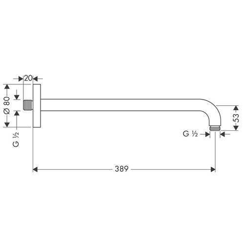 Тримач верхнього душу Hansgrohe 27413000 настінний, фото 2
