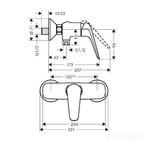 Змішувач для душу Hansgrohe Novus 71060000, фото 3