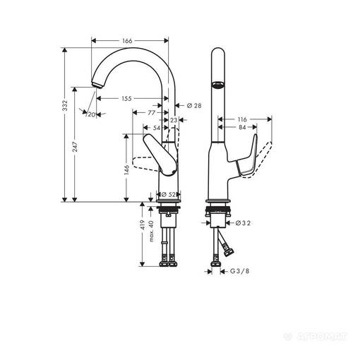 Смеситель для раковины Hansgrohe Novus 71126000, фото 2