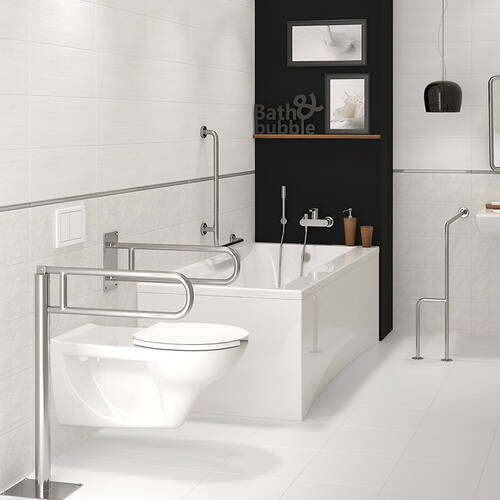 Поручень Cersanit Etiuda K97-032 настінний для WC/душу 50х70 см, лівосторонній, вертикально-горизонтальний, фото 3