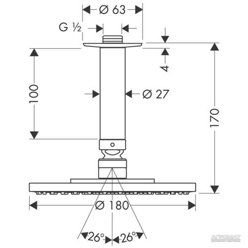 Верхний душ Hansgrohe Raindance 27478000, фото 2