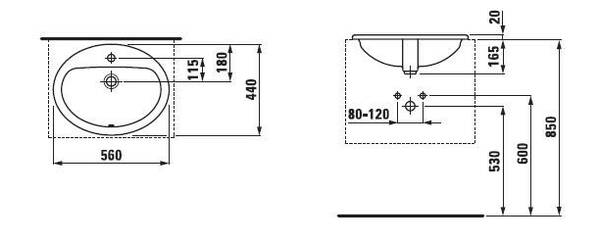 Раковина Laufen Pro H8139510001041  врізна у стільницю, фото 2