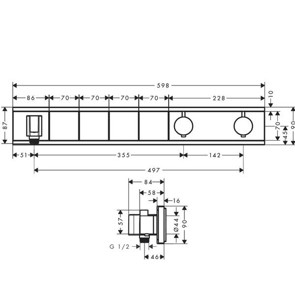 Смеситель скрытого монтажа для душа Hansgrohe RainSelect 15357000 с термостатом на 3 функции, фото 2