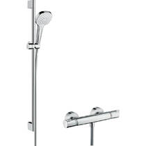 Змішувач для душу термостатичний Hansgrohe Croma Select E Vario Combi 27082400 з душовим набором і штангою, хром, фото №1