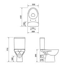 Унитаз-компакт Cersanit Parva 010 с сиденьем из дюропласта Soft Close, фото №4