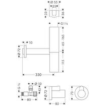 Сифон для раковины колбовый Axor Flowstar 51304000 с двумя угловыми вентилями и крышками, хром, фото №2