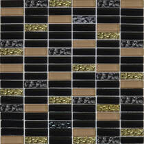 Мозаика Grand Kerama 1084 Микс Черный-Черный Рифленый-Бежевый 30х30 см, фото №1